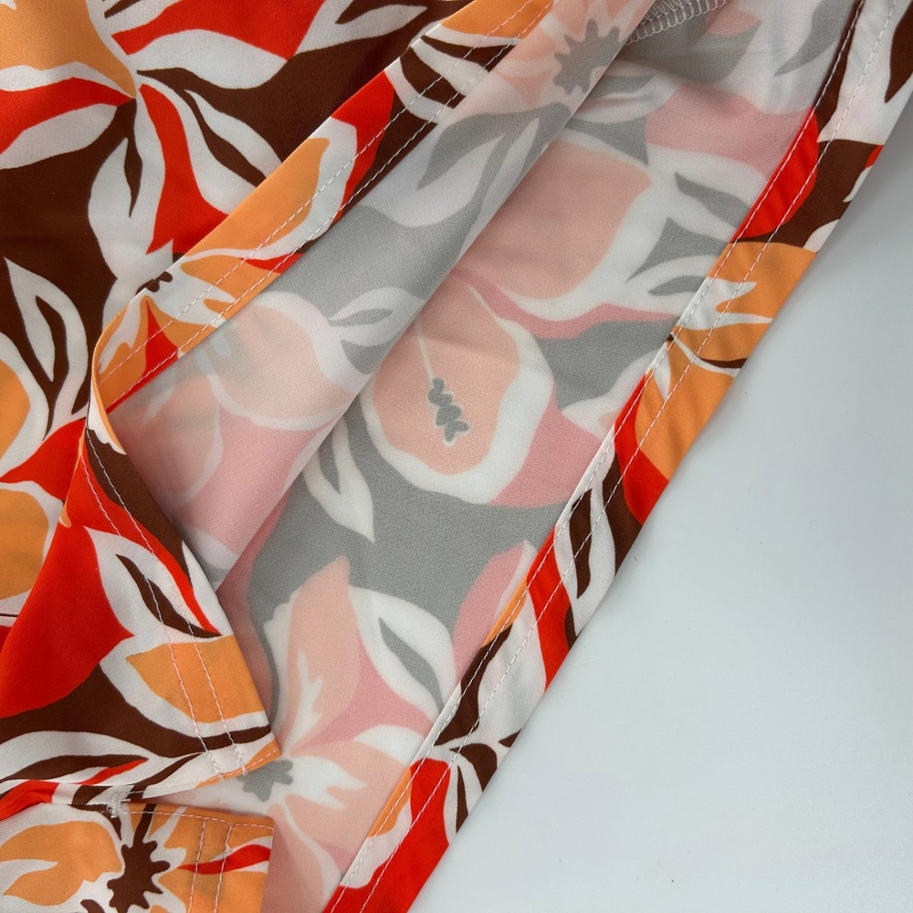 NWT Roxy Women's XS Pull On High Waist Boardshorts Floral Print Red Orange Brown - Picture 15 of 15